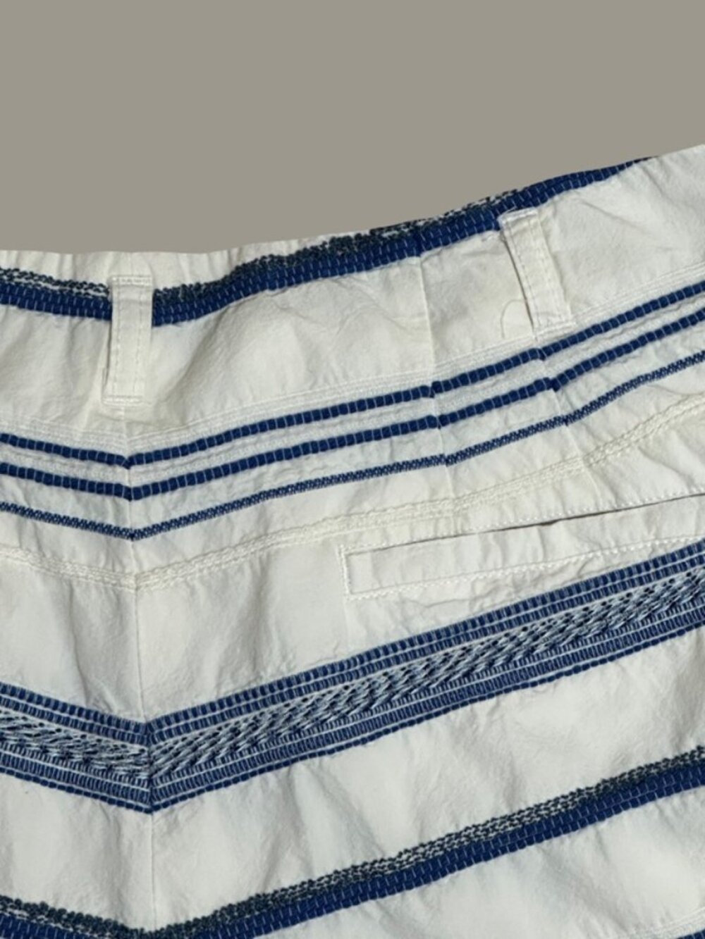 J.McLaughlin Blue White Embroidered Striped Shorts Resort Preppy Mid Rise Size 4 - Picture 8 of 9